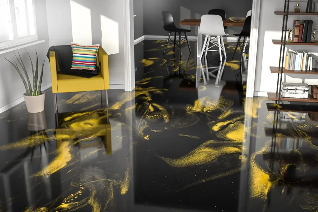 Suelo de cemento  negro y amarillo